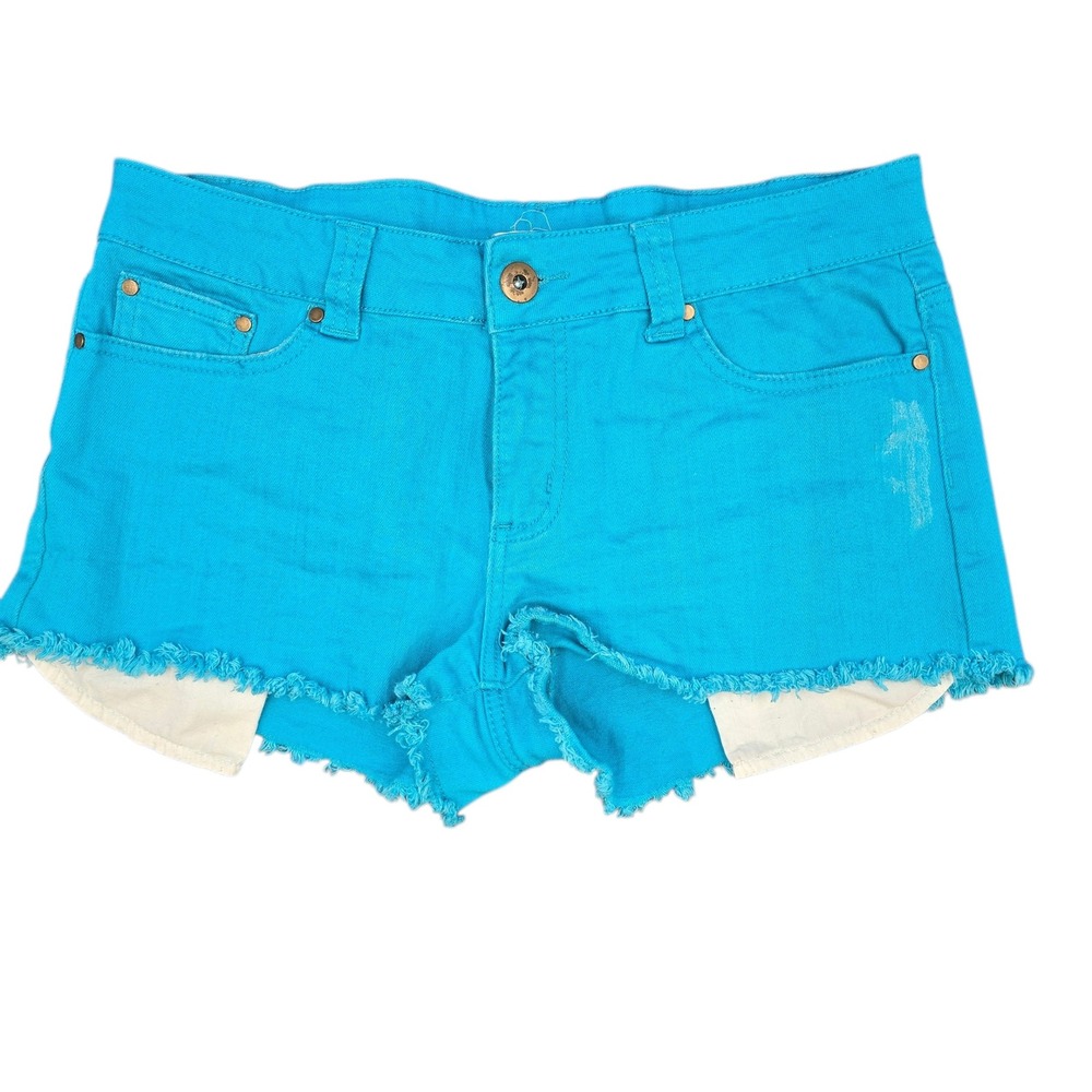 XXI Forever 21 Turquoise Blue Distressed‎ Cutoff Shorts Women 31 Low Rise Y2K
